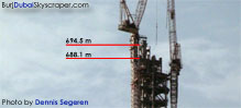 Burj Dubai's height as of 2008 September 1.